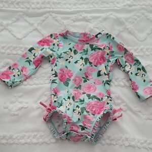 Floral Long Sleeve Baby Swimsuit